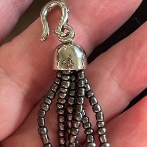 N256 Ralph Lauren Murano Glass Pendant 2” on Multistrand Beaded Necklace 32”